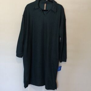 Mondetta long sleeve collar dress, green, L
